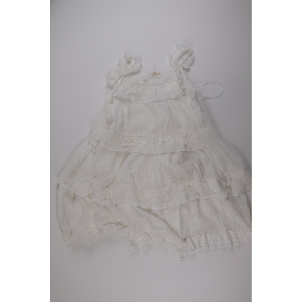 En Creme Womens Dress Mini Tiered Lace Boho White Solid S NWT
